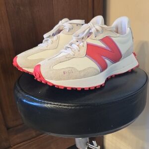 New Balance Cream and Pink Athletic Shoes